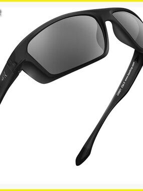 Polarized Sport Sunglasses Matte Blackout Square Wrap Around Driving Fishing
